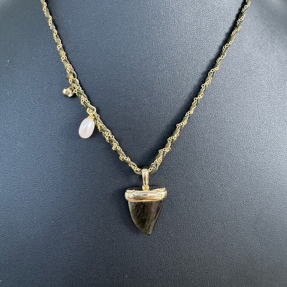 Kendra Scott Oleana Gold Obsidian Necklace